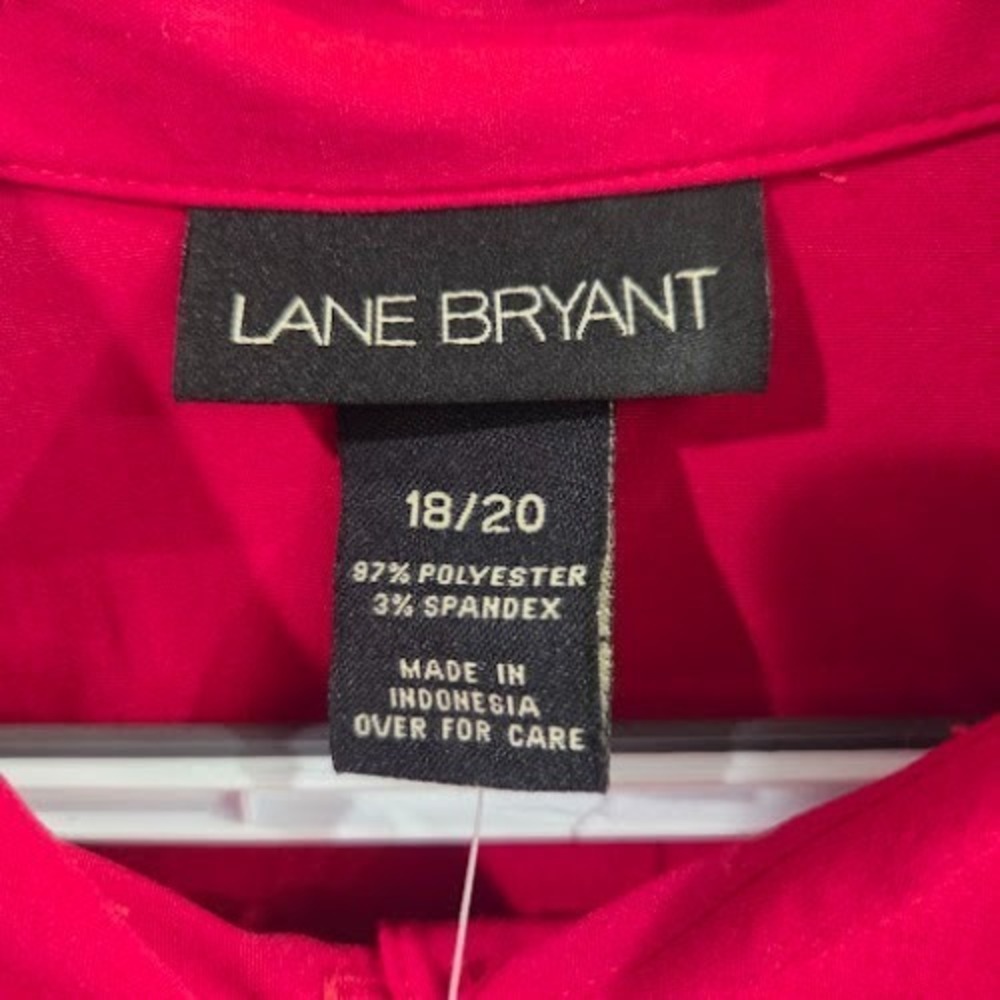 Lane Bryant Red Long Sleeve Button Down Blouse Size 18/20 Career Office NWT - Picture 4 of 10